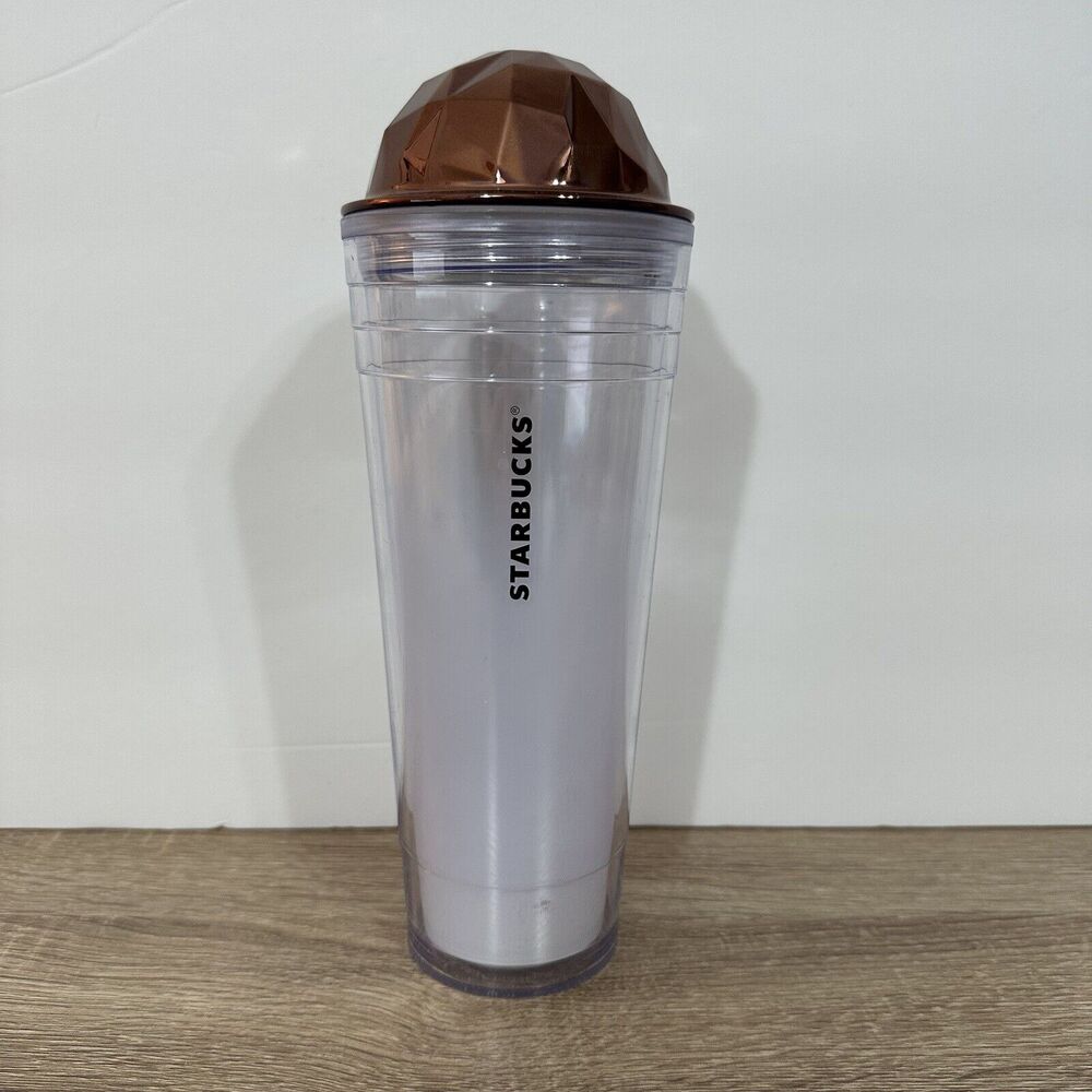 Starbucks 2012 Venti Cold Cup Tumbler Copper Dome Chiseled Lid Prism 24oz